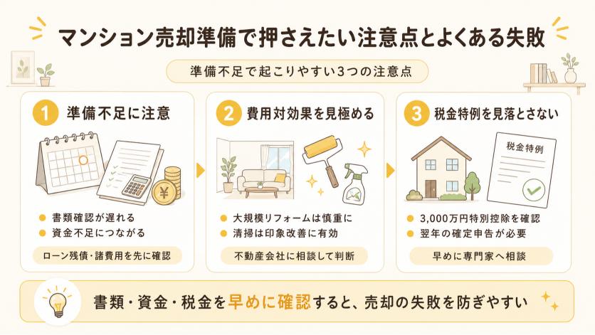 マンション売却準備よくある失敗