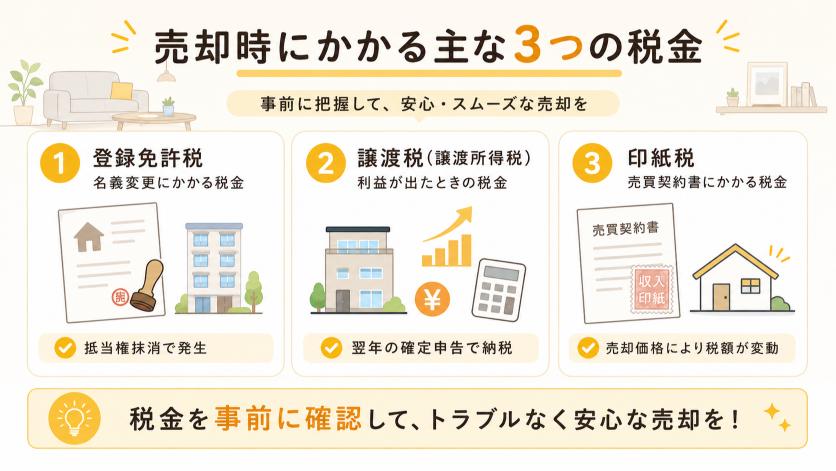 売却時にかかる主な3つの税金