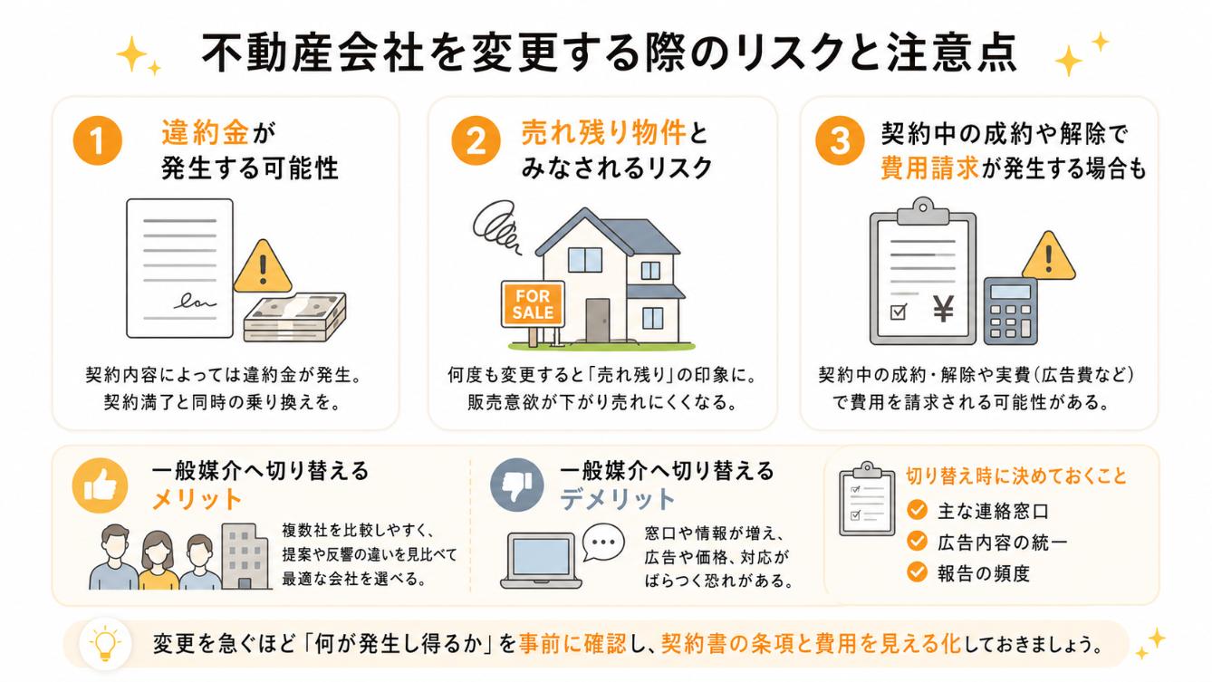 不動産会社を変更するリスクと注意点