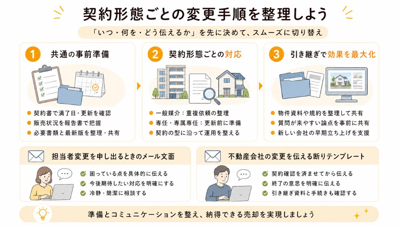 媒介契約の種類別に見る不動産会社の変更手順