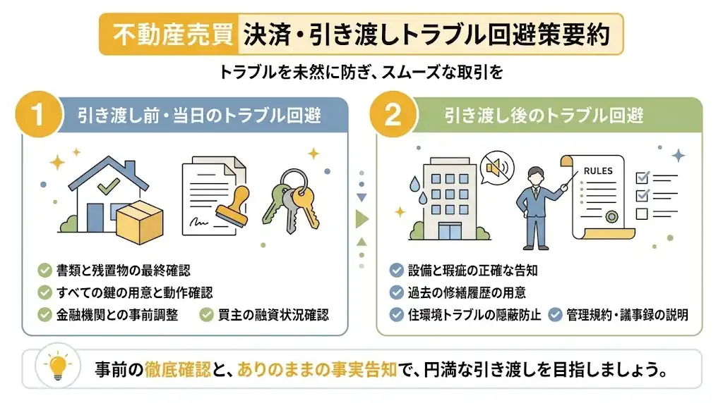 引き渡し前から当日に起きやすいトラブルと回避策