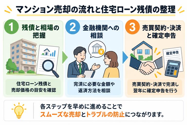 マンション売却の流れと住宅ローン残債の整理